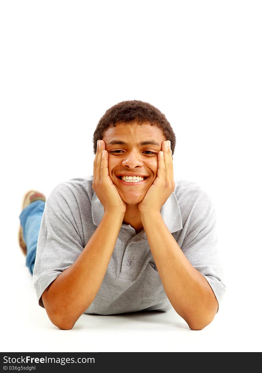 Happy boy isolated over white