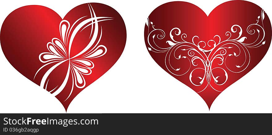 Beautiful two hearts with a pattern to the Valentine's Day.