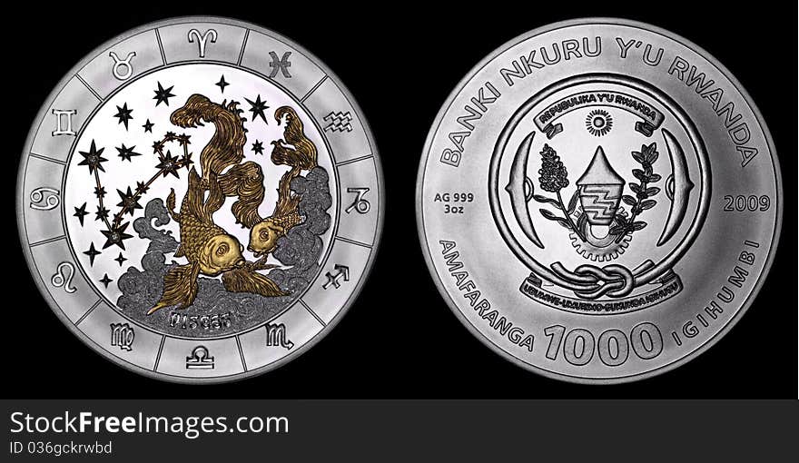 Silver Coin Depicting The Signs Of The Zodiac