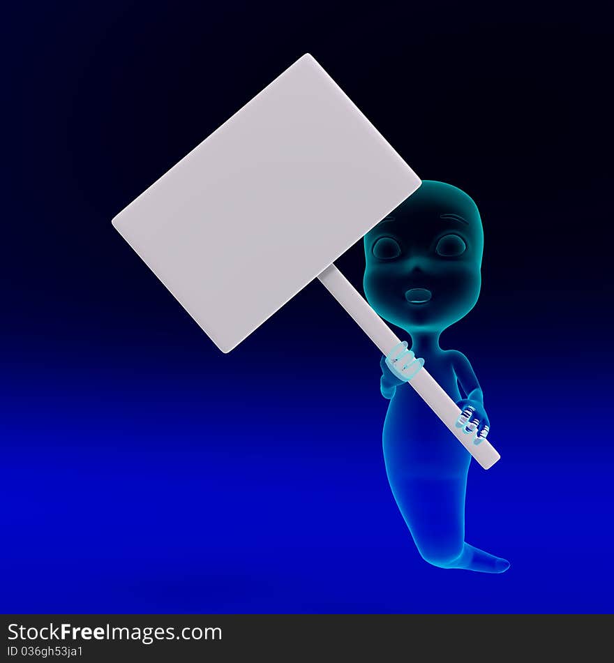 Cute and funny cartoon ghost. 3D rendering with clipping path and shadow over white