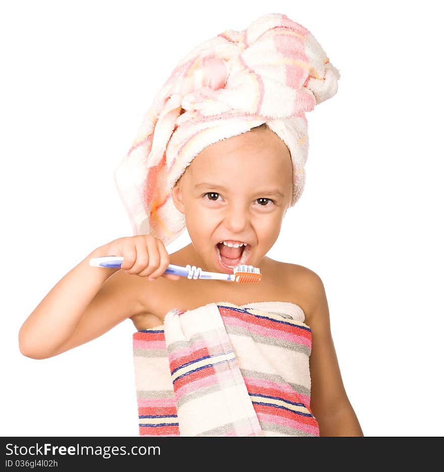 Happy Little Girl With Toothbrush