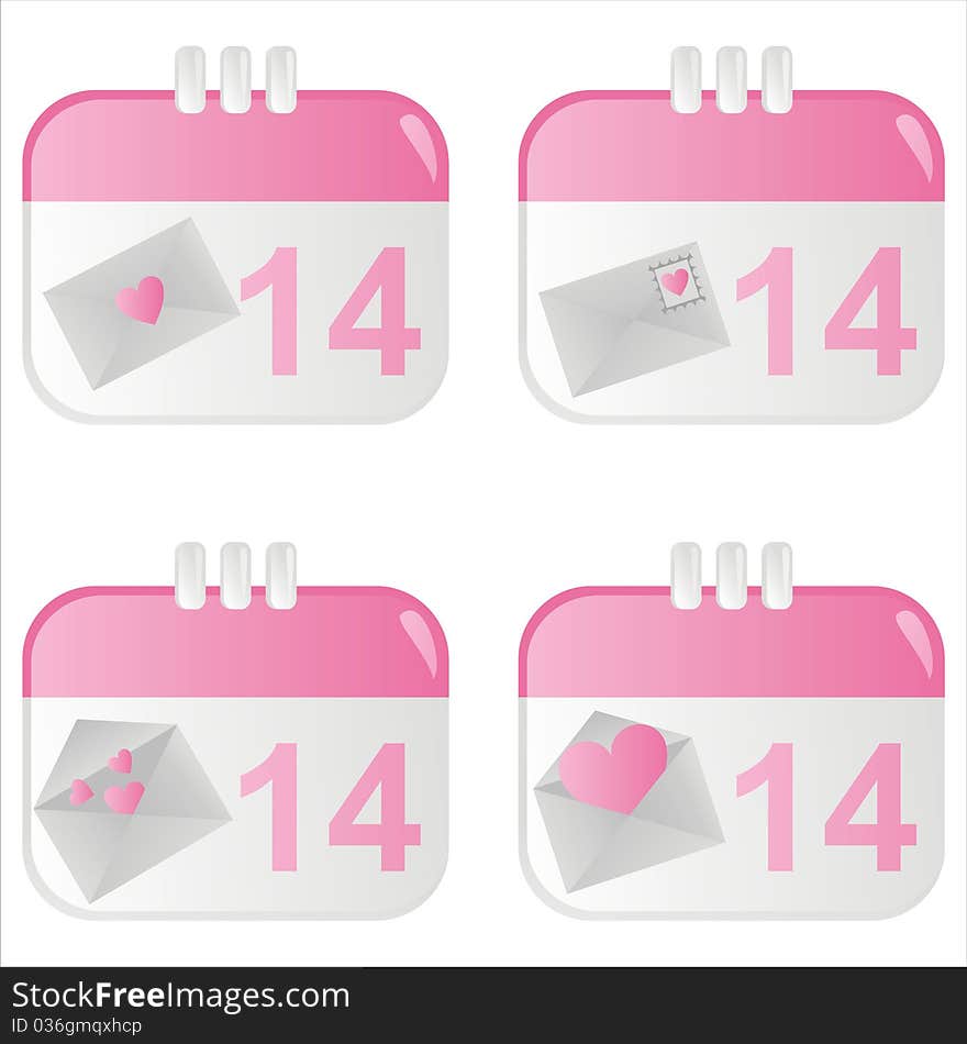 St. valentine s day calendar icons