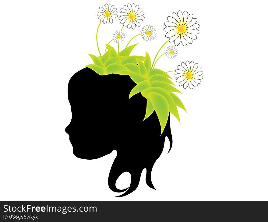 Girl with flower on her head