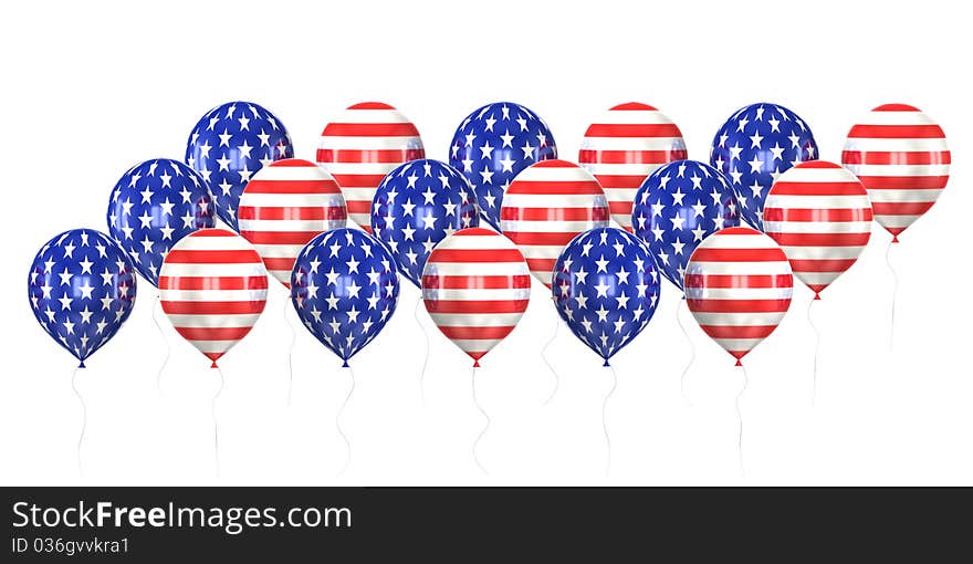 Balls with symbols of the U.S. on a white background