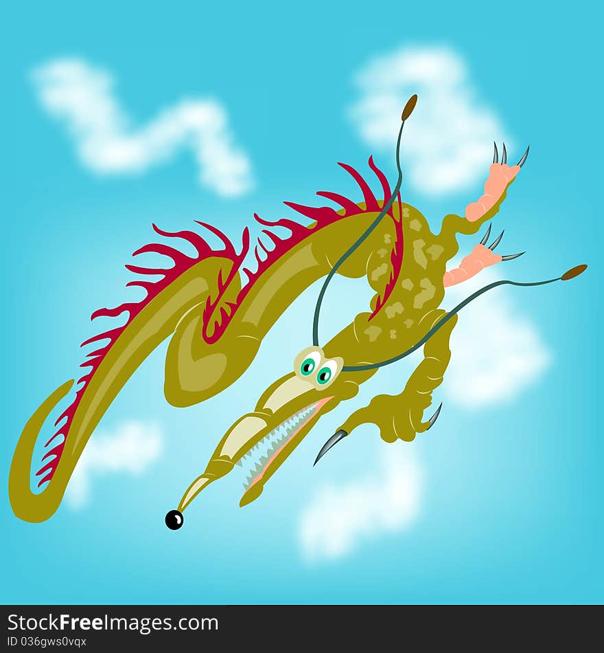 Fantastic dragon in sky