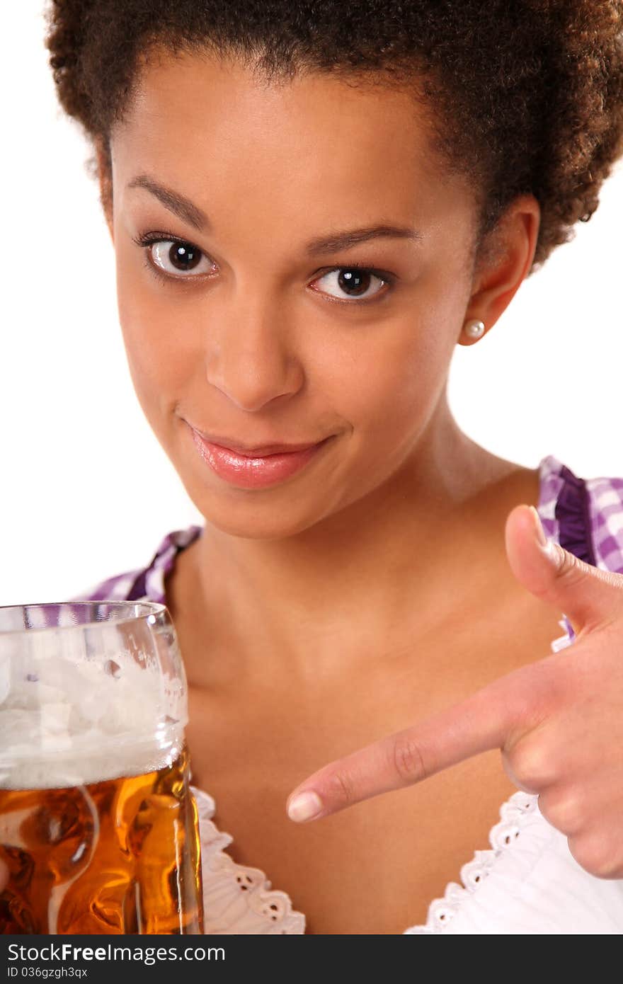 Beautiful Bavarian Girl With Beer