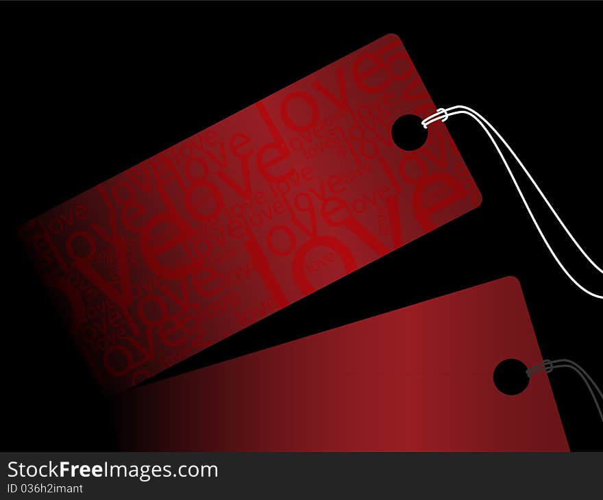 Red sale tag with word love