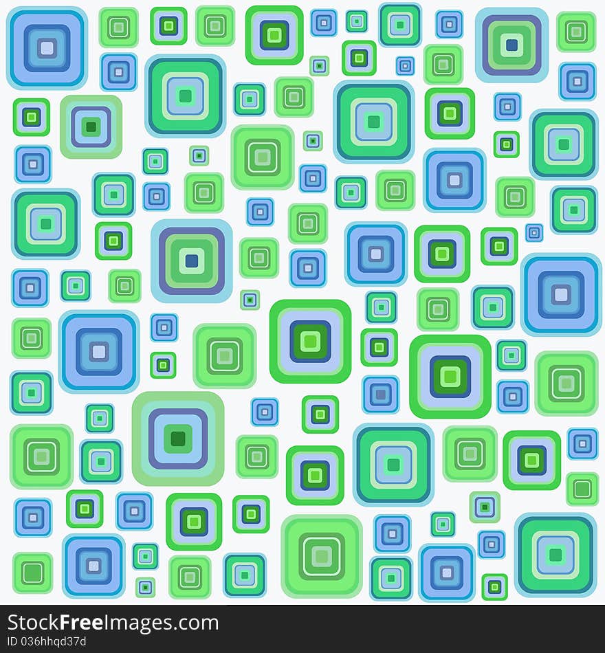 Fun abstract background with green and blue squares. Fun abstract background with green and blue squares