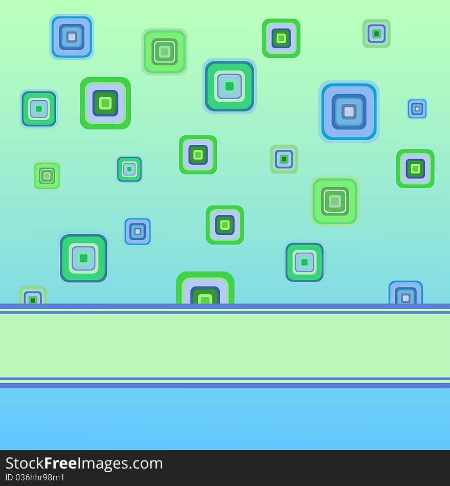 Funny card, with an abstract pattern in green and blue color. Funny card, with an abstract pattern in green and blue color