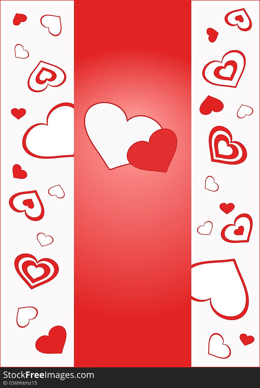 Beautiful valentine's card with red hearts