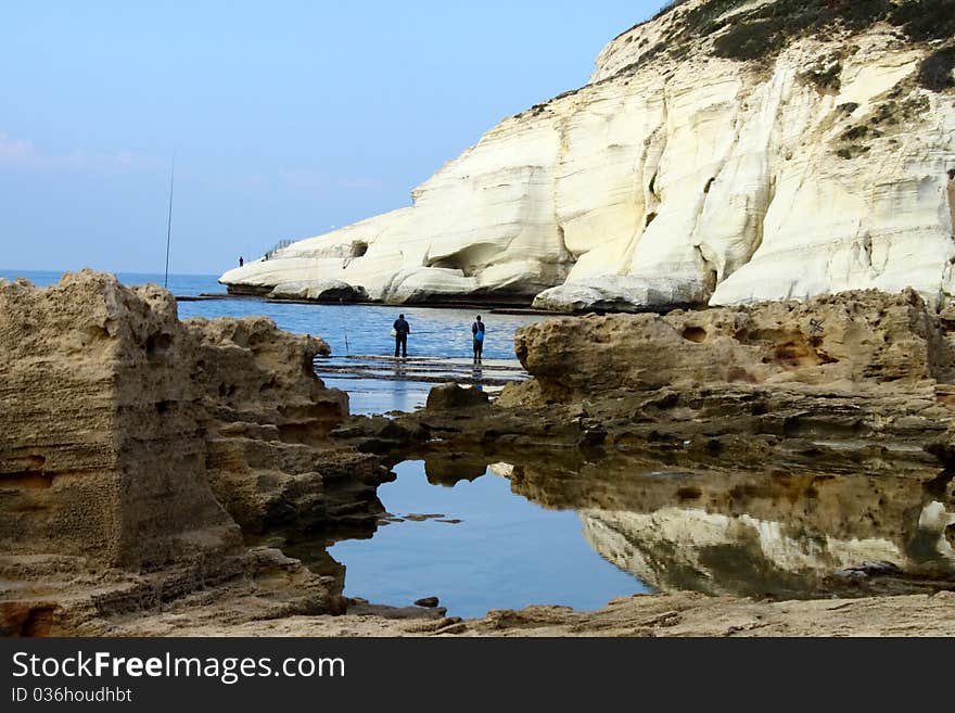 Rocky shore and the elephant foot rock. Rocky shore and the elephant foot rock.