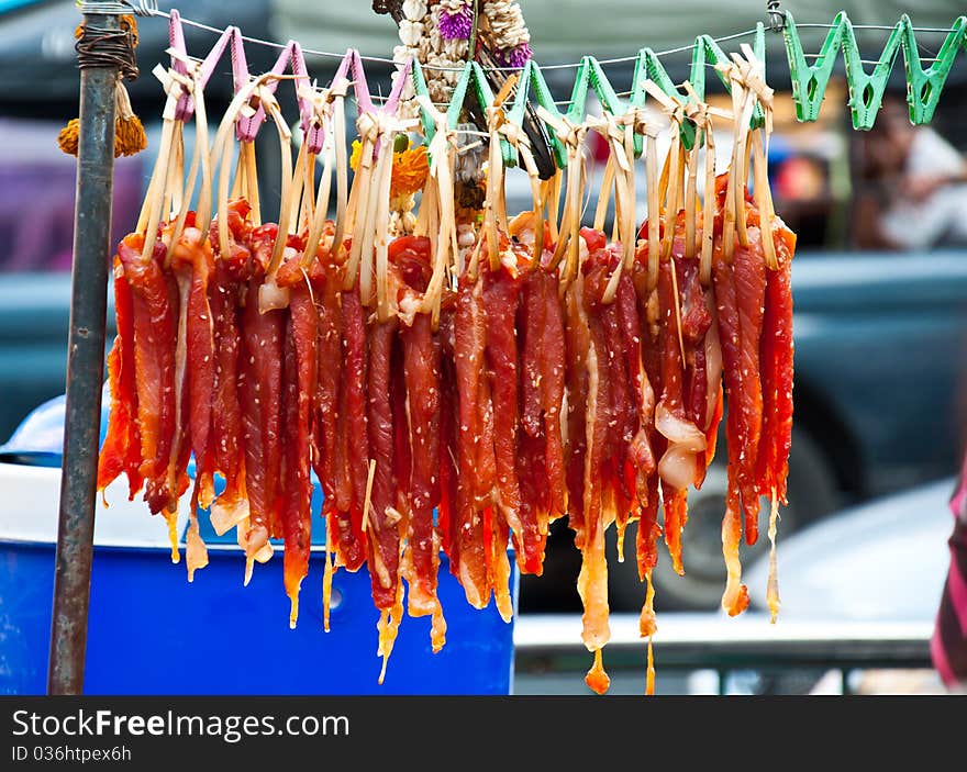 Dried pork for sale in thailand