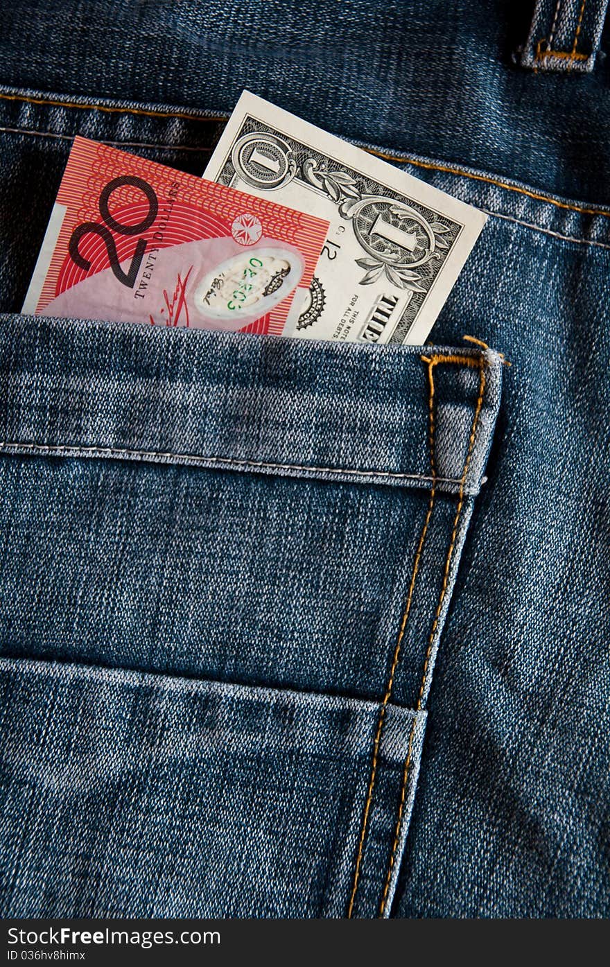 Dollar money in poket jean. Dollar money in poket jean