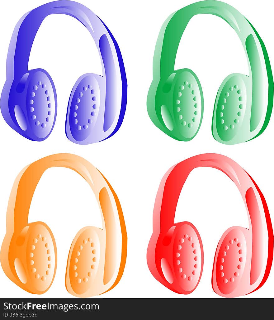 Colorful headphones isolated in white