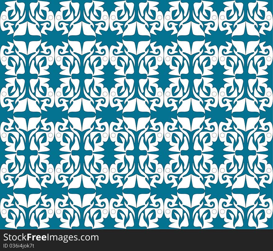 Antique scroll seamless blue wallpaper pattern background