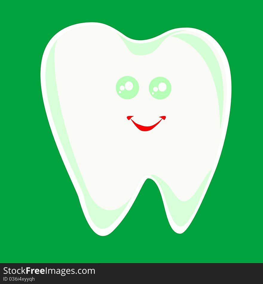 Winking happy smiling health tooth isolated in whi