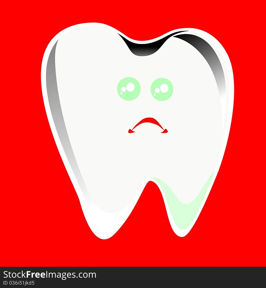 Cartoon Single extracted tooth with caries decay i