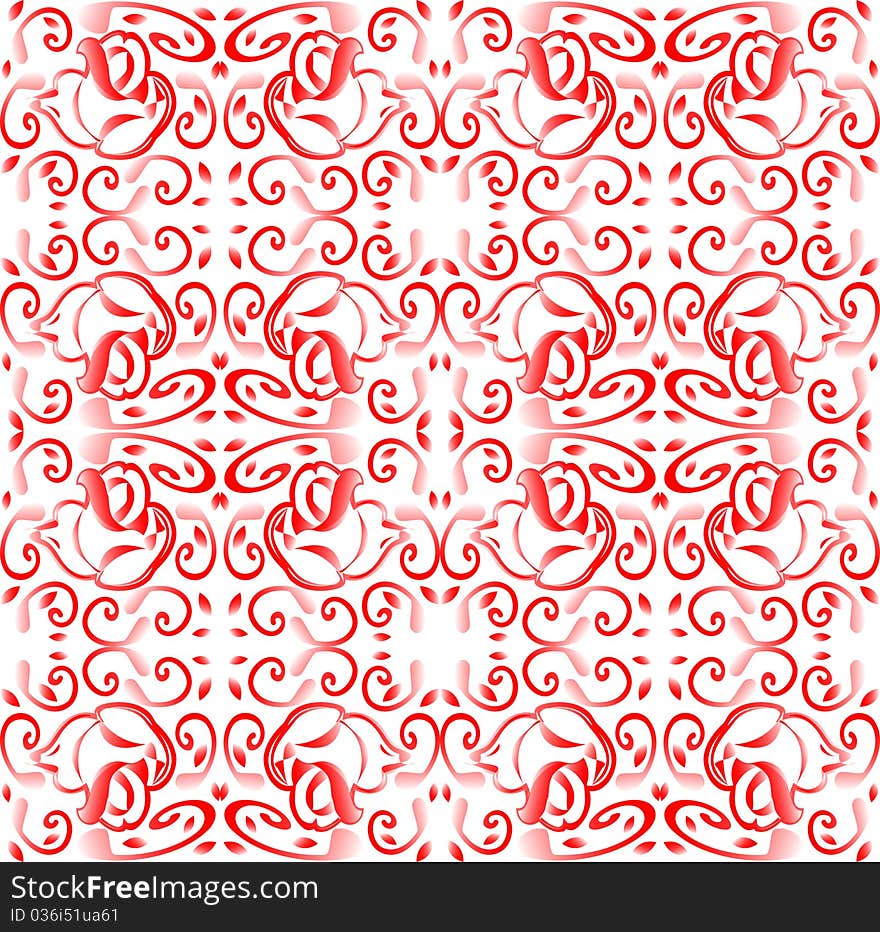 Red Seamless background with floral ornament with