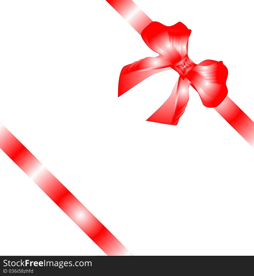 Gift Bow With Red Ribbon Isolated On White