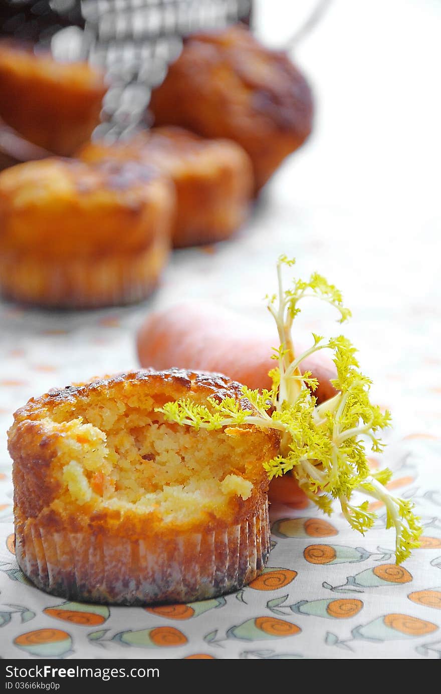 Freshly baked sweet Carrot Muffins