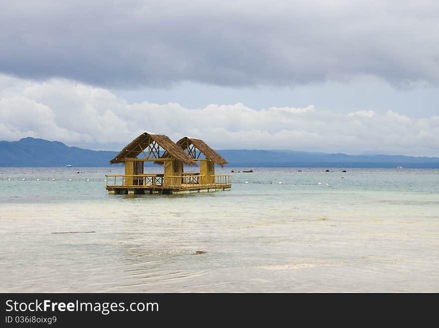 Bamboo floating house / restaurant in Bohol, Philippines. Bamboo floating house / restaurant in Bohol, Philippines