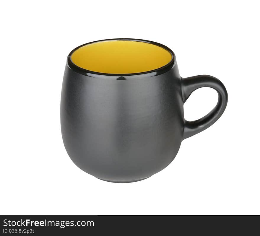 Black pottery mug