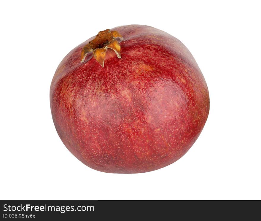 Ripe pomegranate isolated on a white background