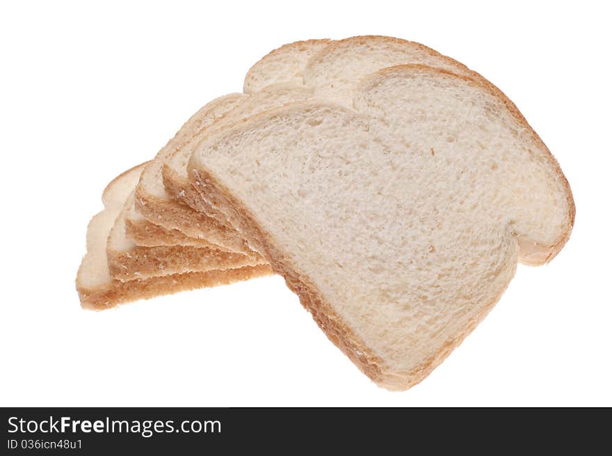 Stack of White Bread Isolated on White with a Clipping Path.