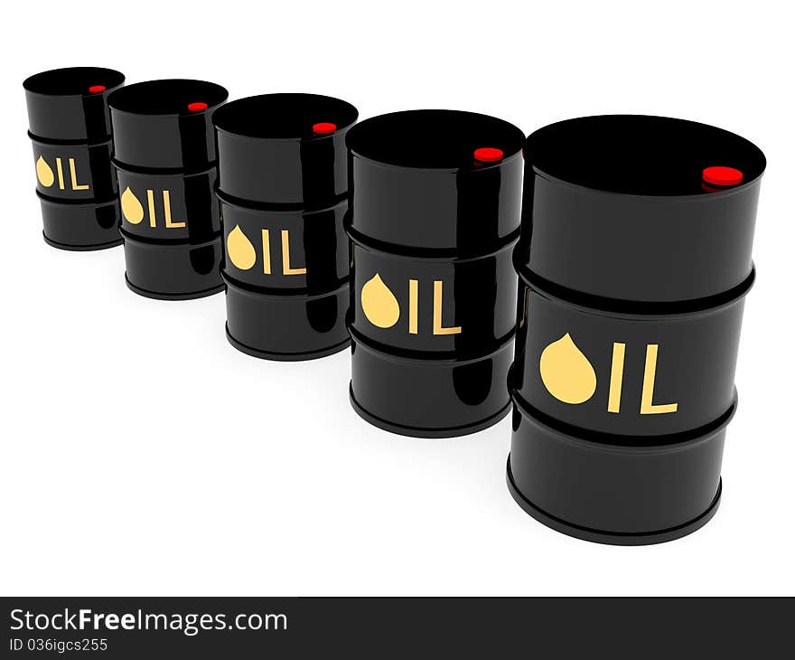 Black Oil Barrels Located By Diagonal