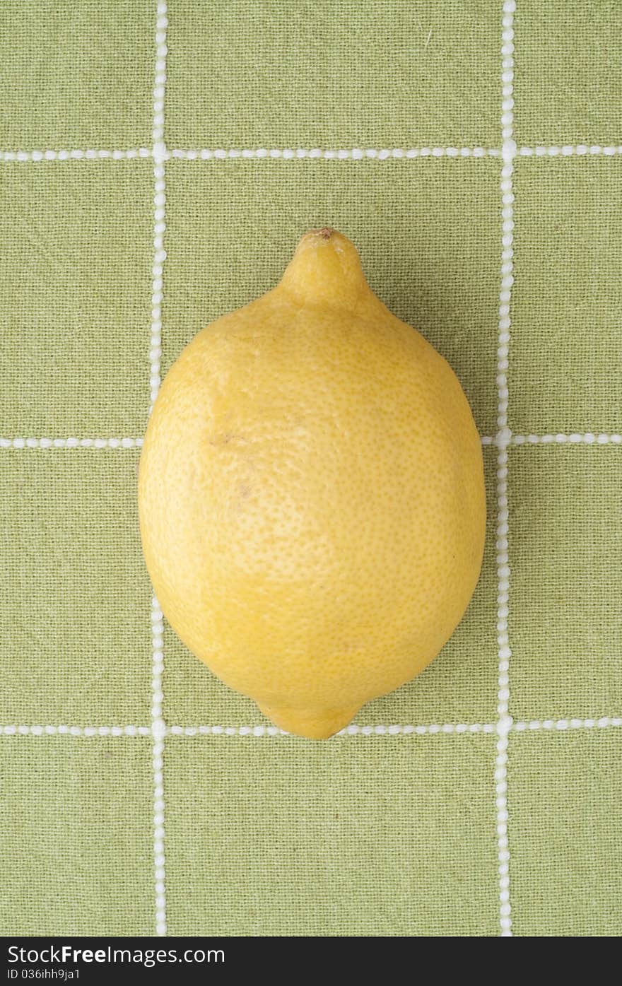 Lemon on Green Kitchen Towel