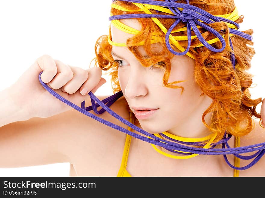 Lovely redhead with hairstyle