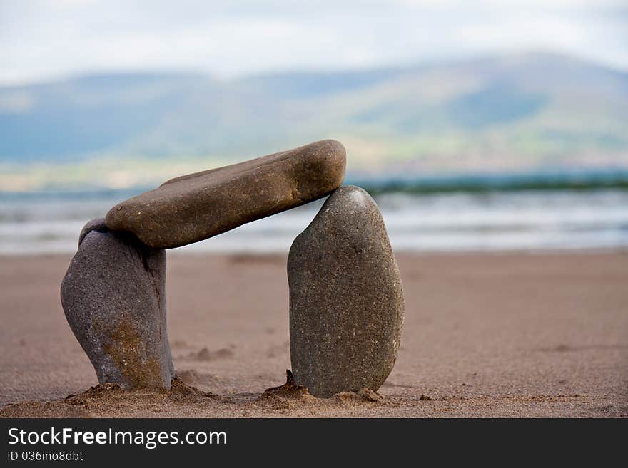 Three stones at a beach. Three stones at a beach