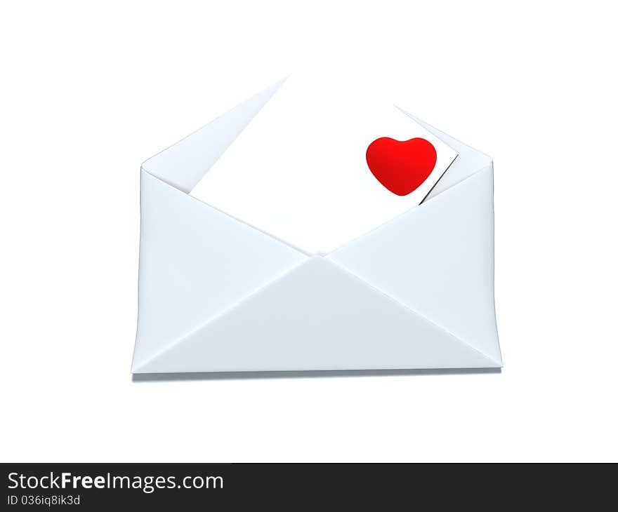 Red heart sign in the envelope