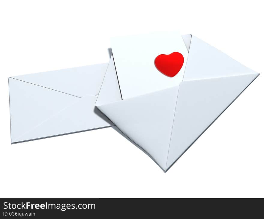 Red heart sign in the envelope