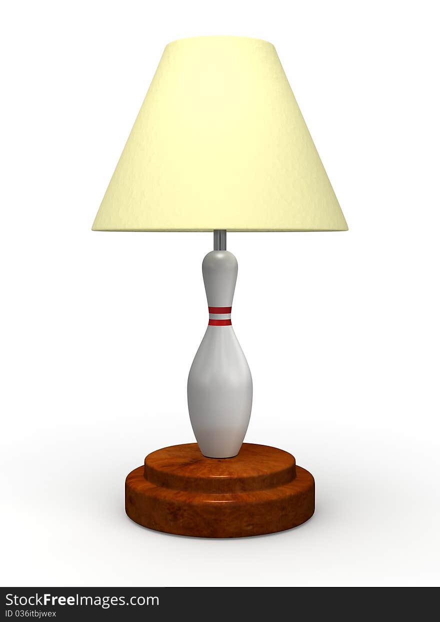 Standard tacky bowling pin lamp isolated on a white background