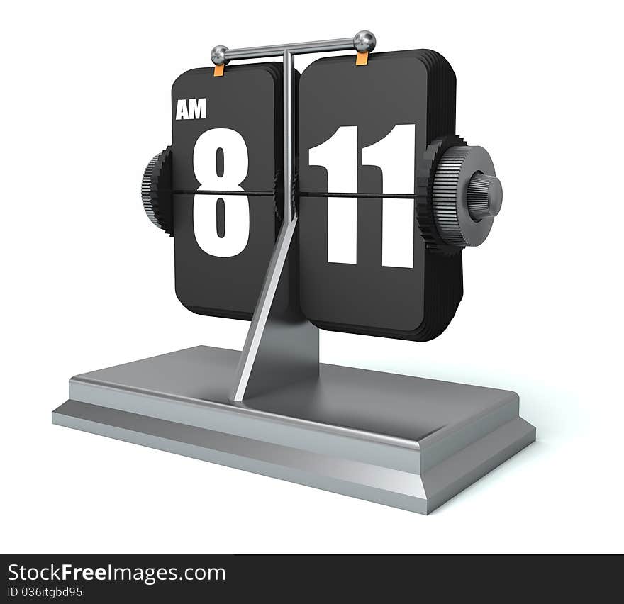 A flip clock isolated on a white background. Flip style clock. A flip clock isolated on a white background. Flip style clock.