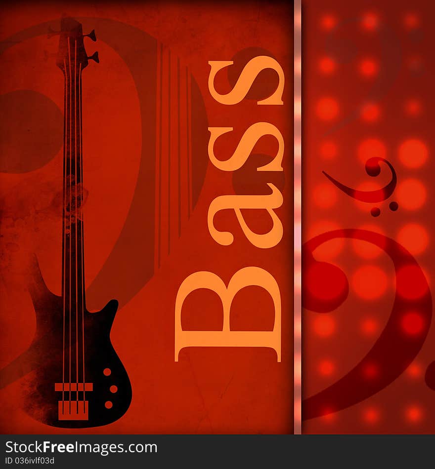 Background with guitar over red