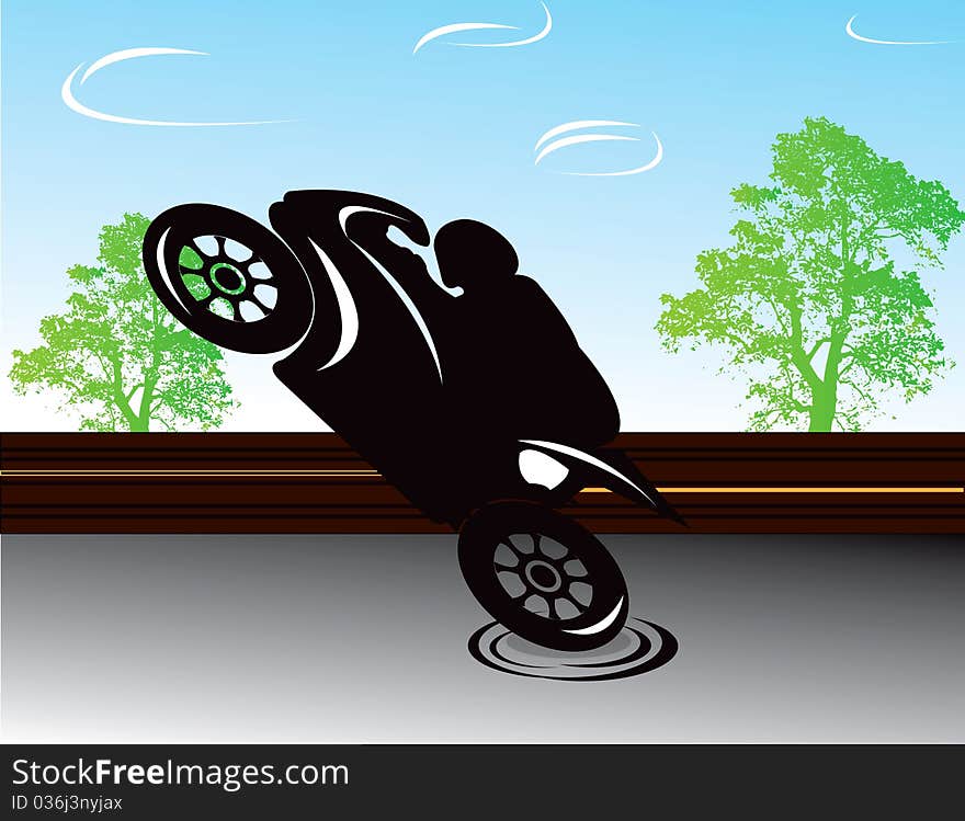 Abstract motorcycle track  illustration speed black bike race wall tattoo