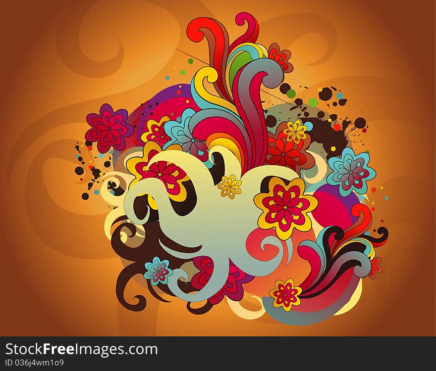 Background abstract design and flower illustration. Background abstract design and flower illustration