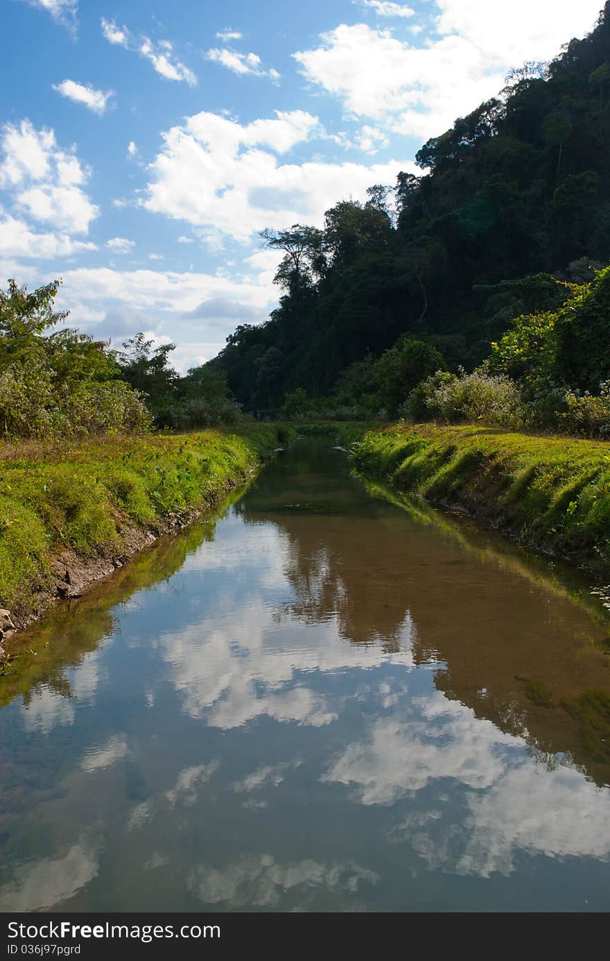 Landscape with mountain and river. Landscape with mountain and river