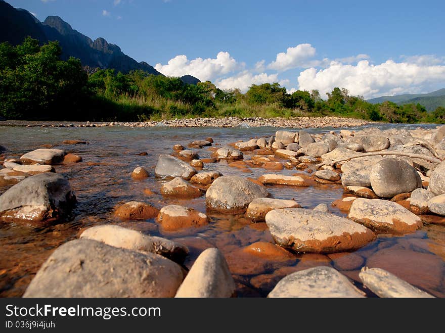 Rock and tree and river ready for adventure. Rock and tree and river ready for adventure.