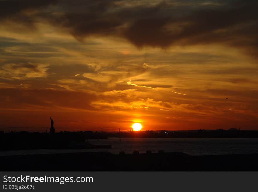 Sunset on New York Harbor