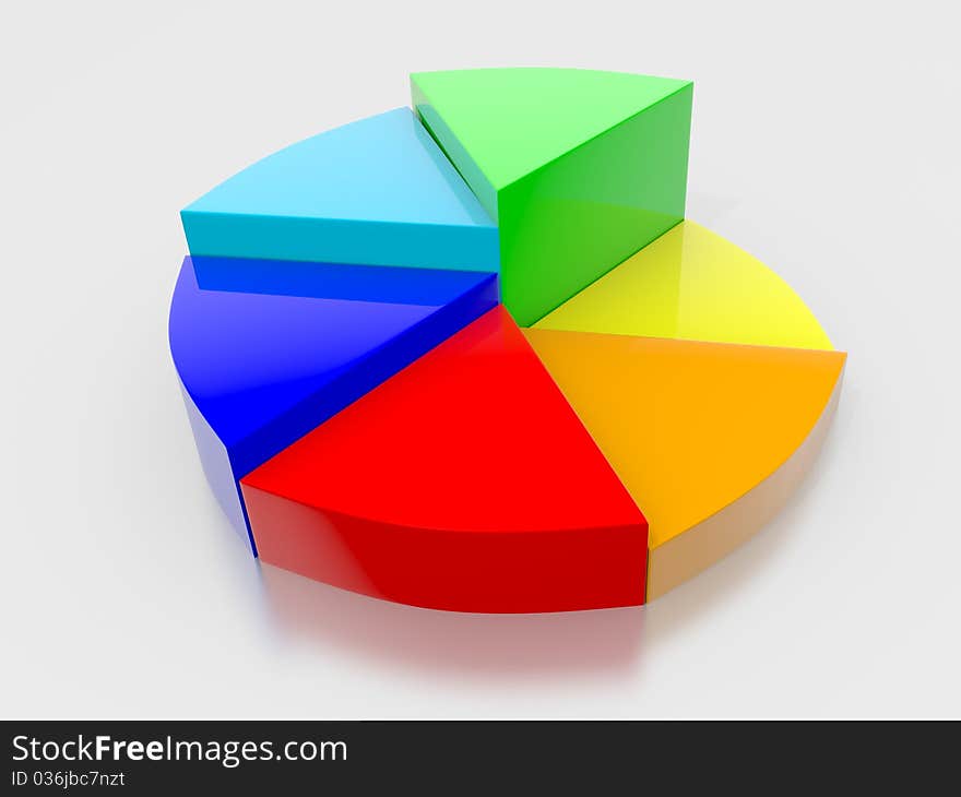 3d multicolored Business graph as cake pieces