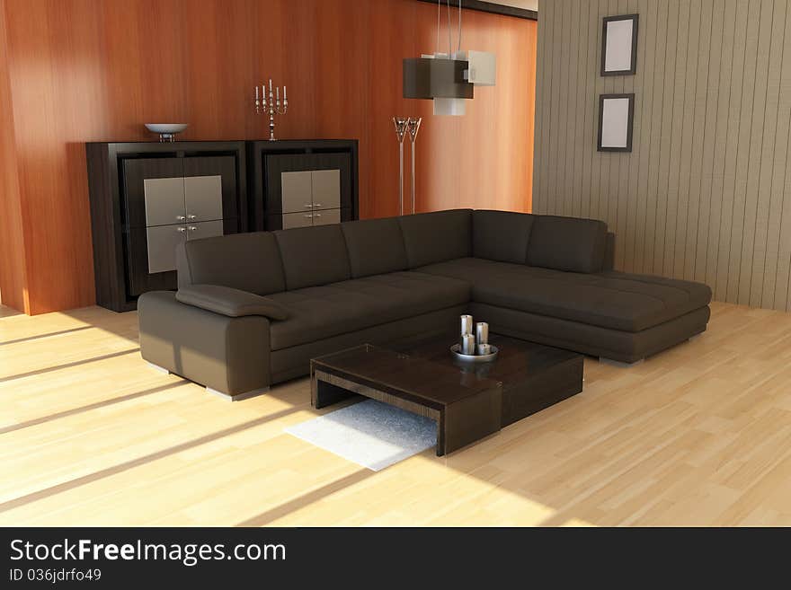 The 3d rendering indoor contemporary sitting room