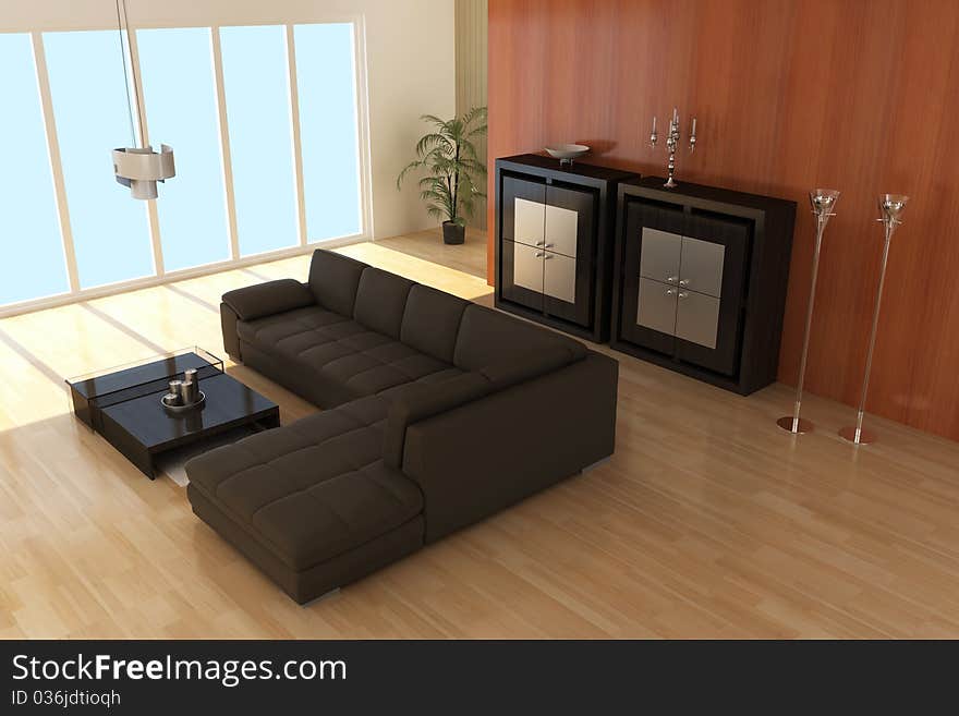 The 3d rendering indoor contemporary sitting room