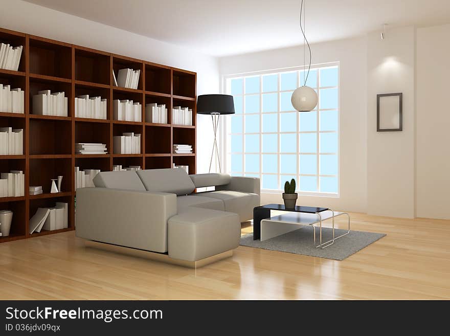 The 3d rendering indoor contemporary sitting room