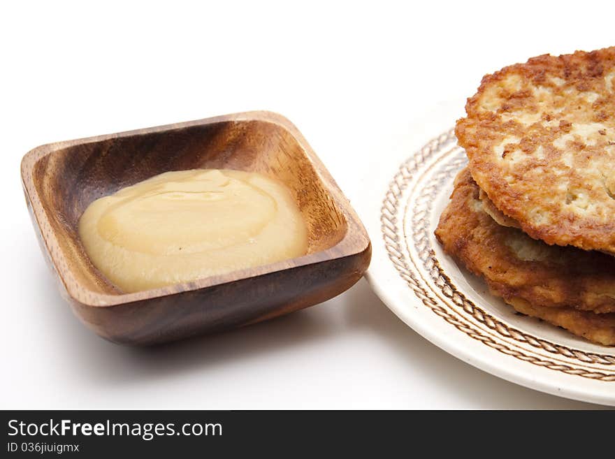 Potato pancake crisply baked with apple porridge