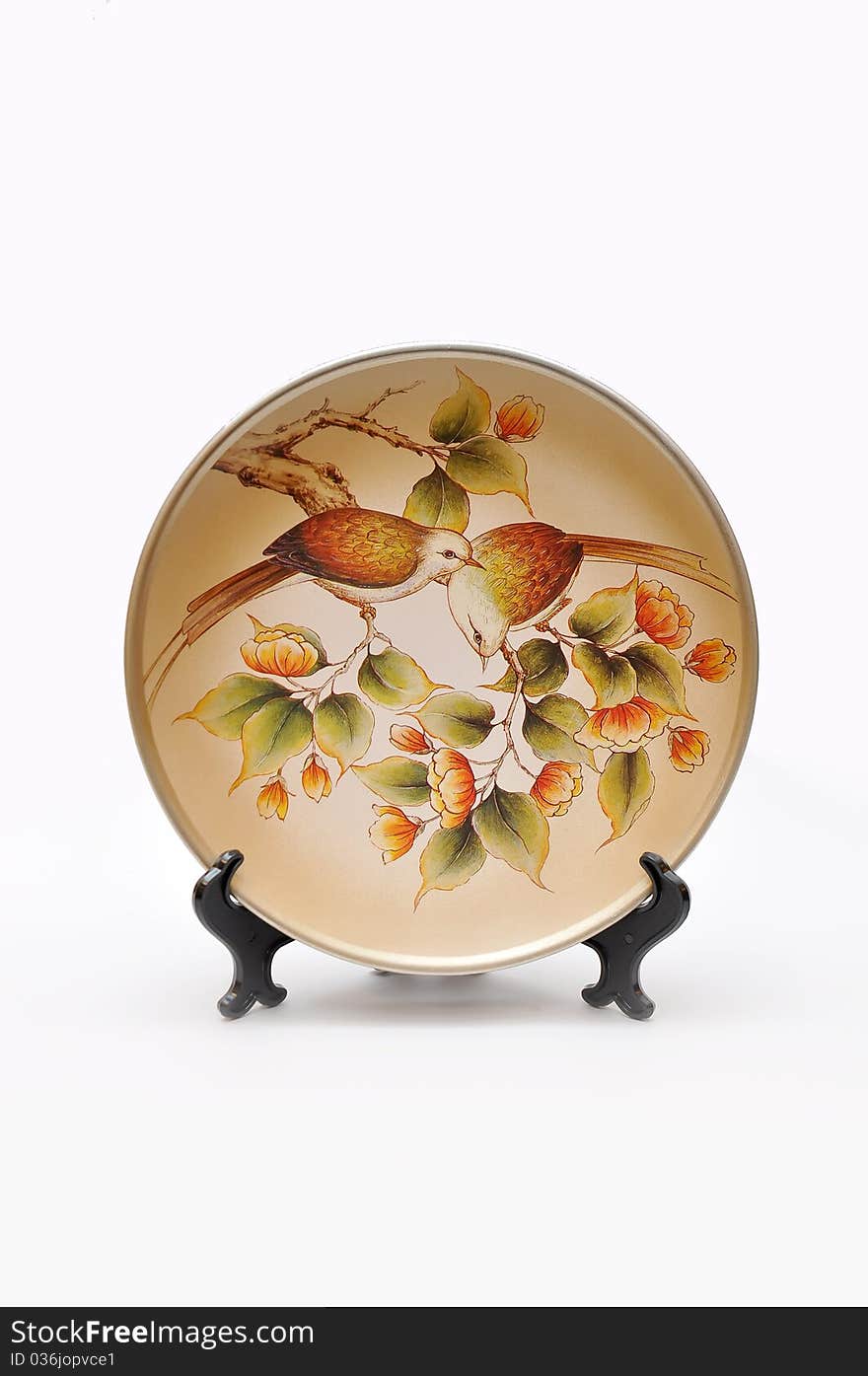 Chinese porcelain plate is on a white background