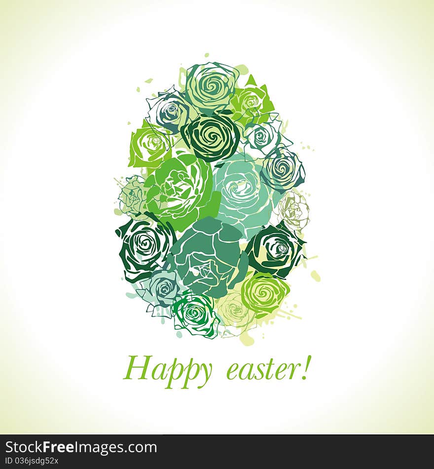 Postcard with beautiful green Easter egg. Vector illustration. Postcard with beautiful green Easter egg. Vector illustration.