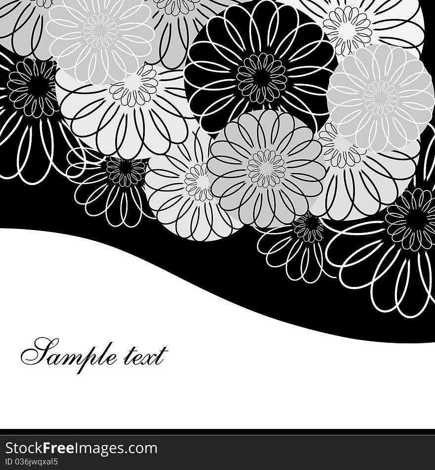 Black and white flowers, simple design. Black and white flowers, simple design